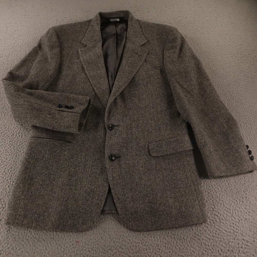 John Alexander Jacket M Gray Herringbone Wool Blazer Sport Coat 42R